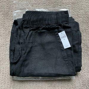 Gap Black Wide-Leg Linen Blend Pants with Washwell in XS